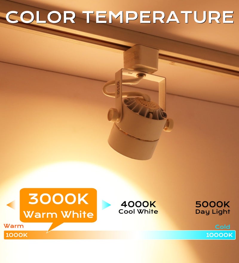 CLOUDY BAY 8W 3000K Warm White Dimmable LED Track Light Head,CRI90+ True Color Rendering Adjustable Tilt Angle Track Lighting Fixture,40Â° Angle for Accent Retail,White Finish,Halo Type- Pack of 6 - Image 2